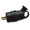 Вилка угловая с кольцом каучук 2Р+РЕ 1х16А 220-240V черная IP44 В16-002 Витебск (РБ)